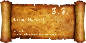 Balog Harald névjegykártya